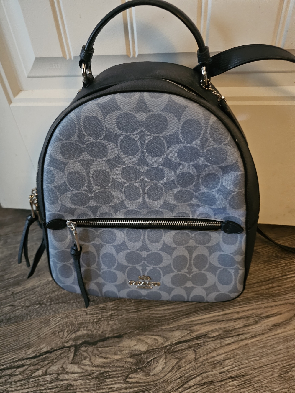 Coach Gray Signature Mini Backpack with Black Trim